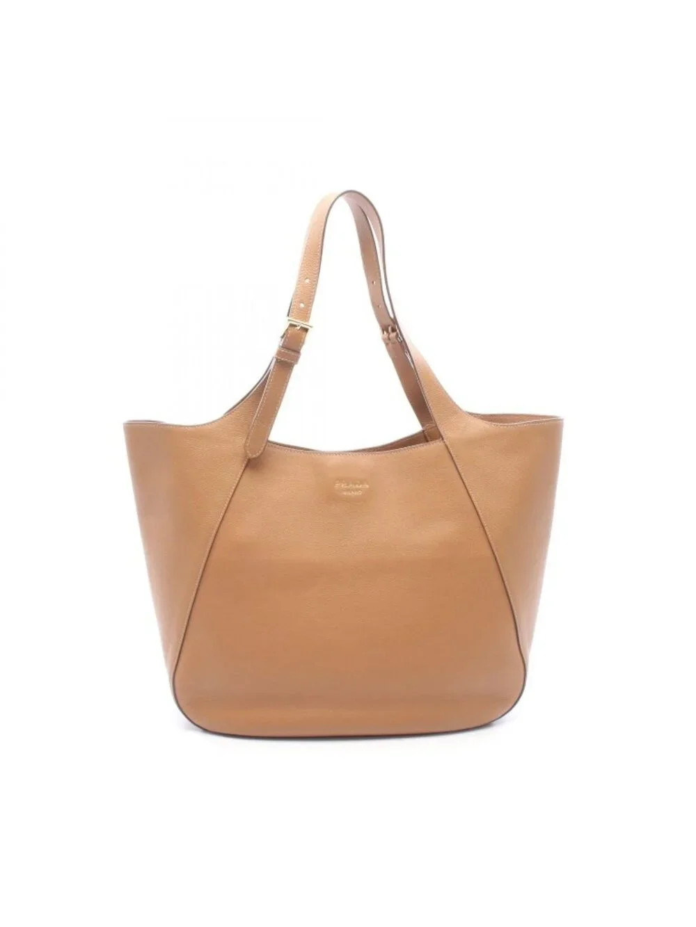 Prada Tote Bag Logo Camel Leather